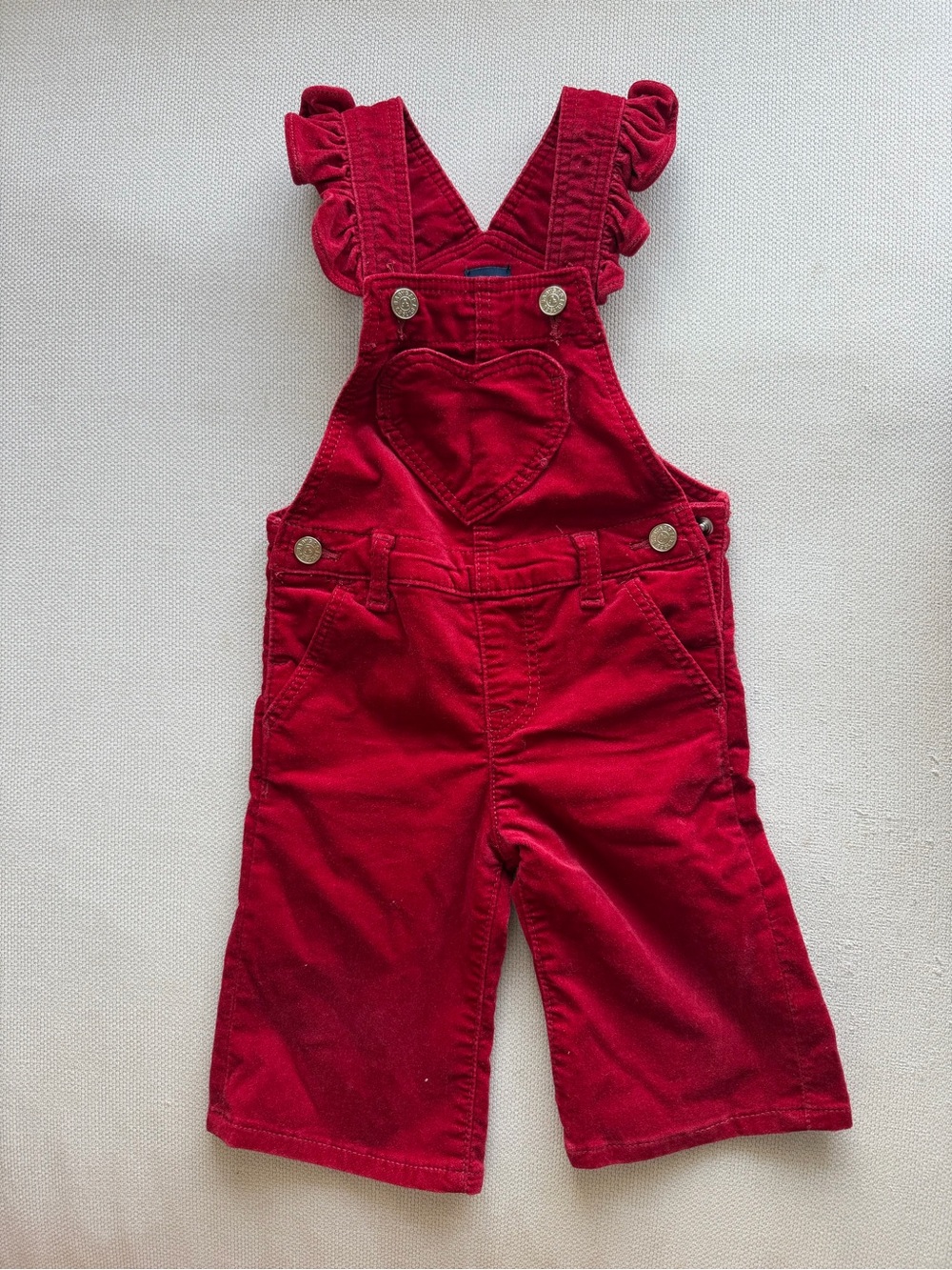 Kids Red Heart Front Overalls - Gap